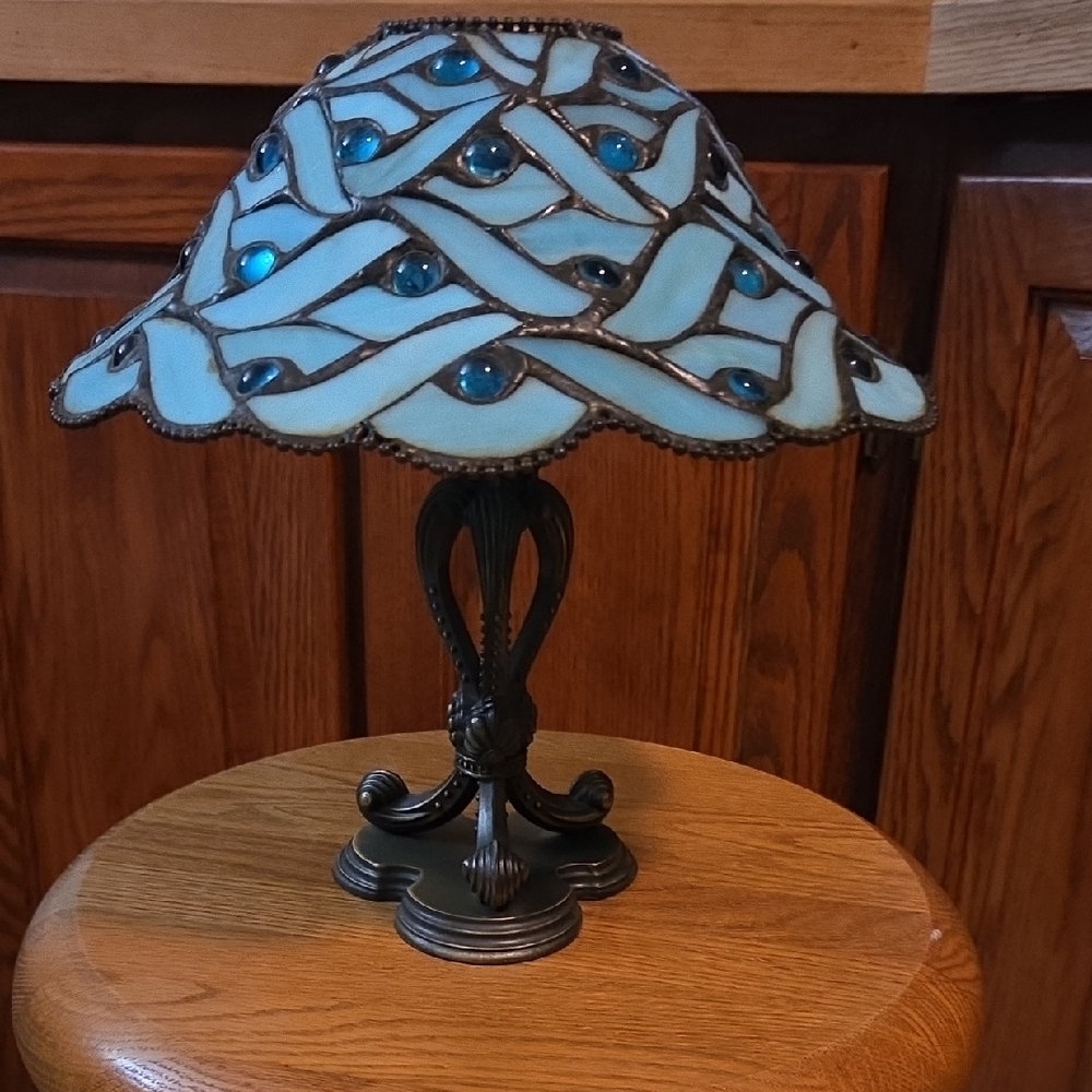 PartyLite Retired "Spring Water" Tiffany Style Votive Candle Holder Lamp